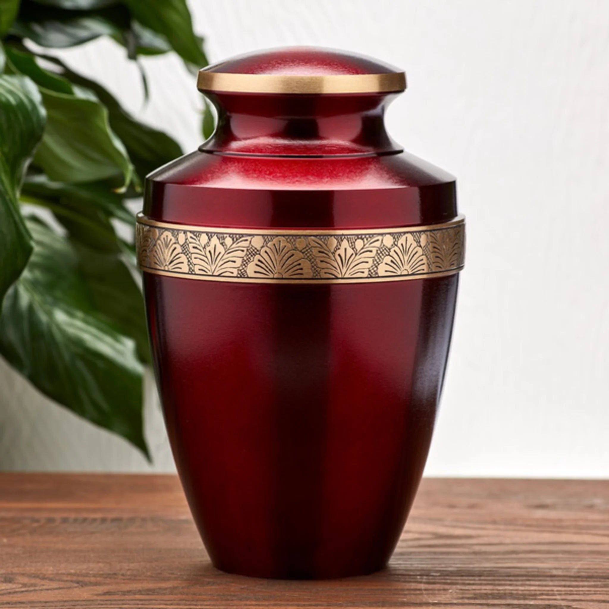 Grecian Collection Metallic Crimson Brass Cremation Urn