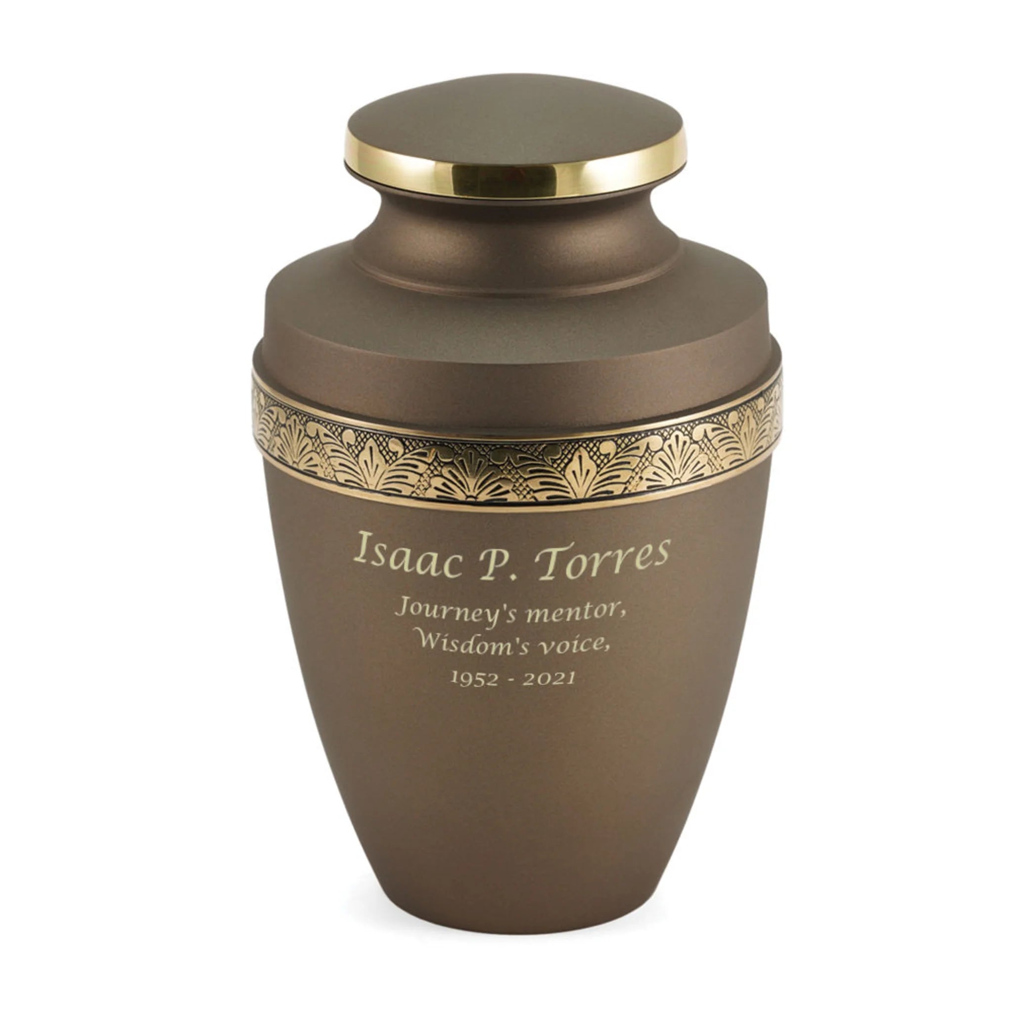 Grecian Collection Matte Sepia Brass Cremation Urn