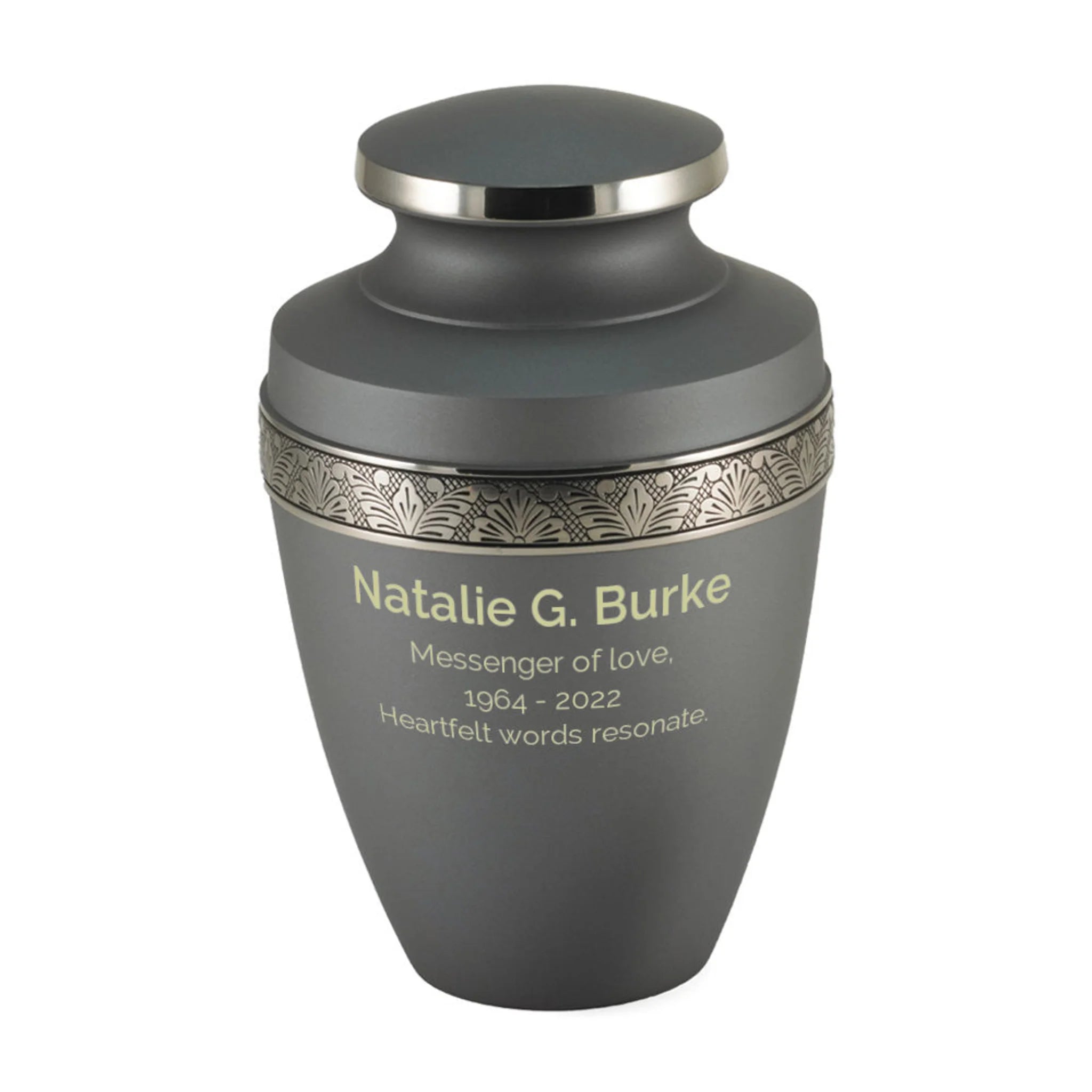 Grecian Collection Matte Soft Gray Brass Cremation Urn