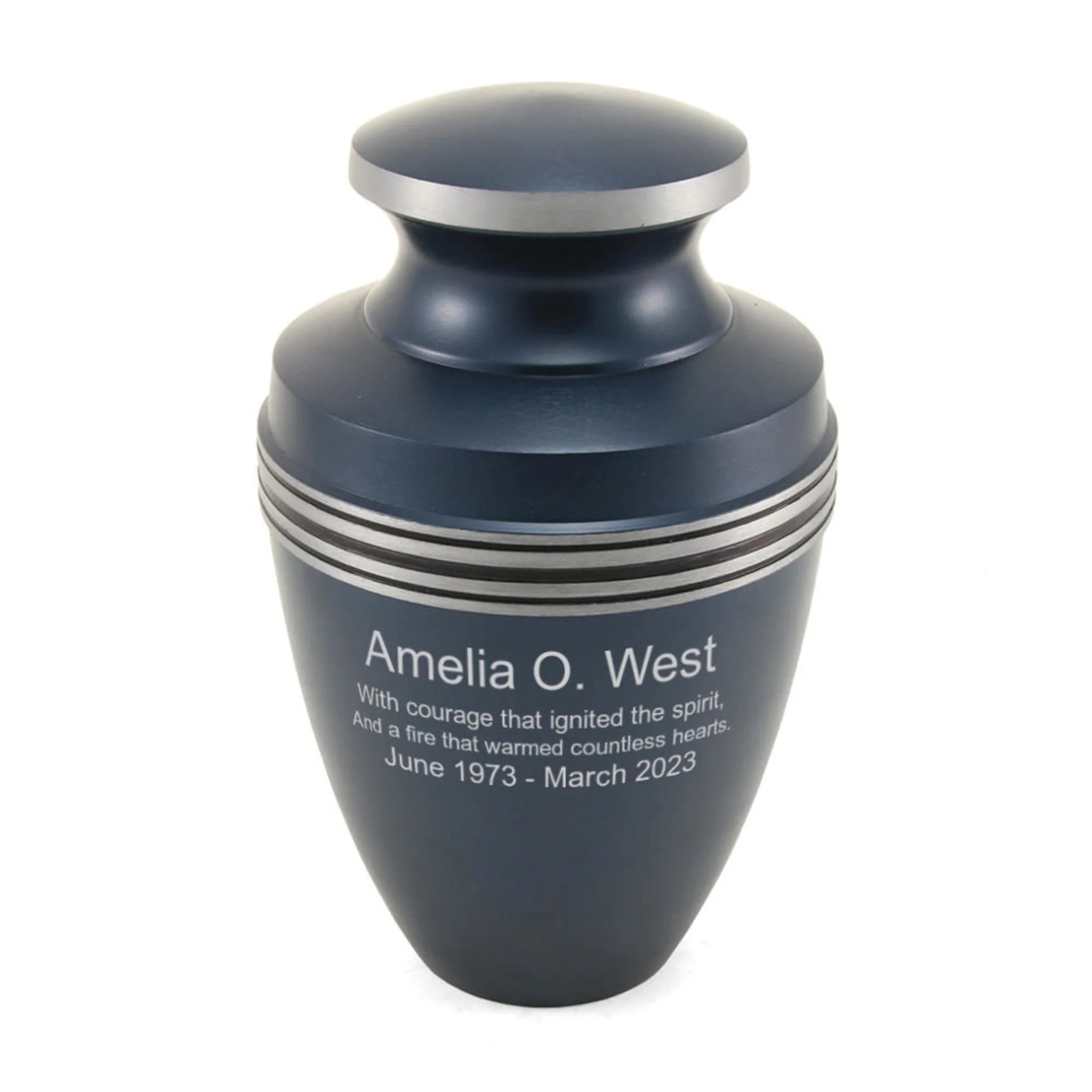 Grecian Collection Matte Deep Blue Aluminum Cremation Urn