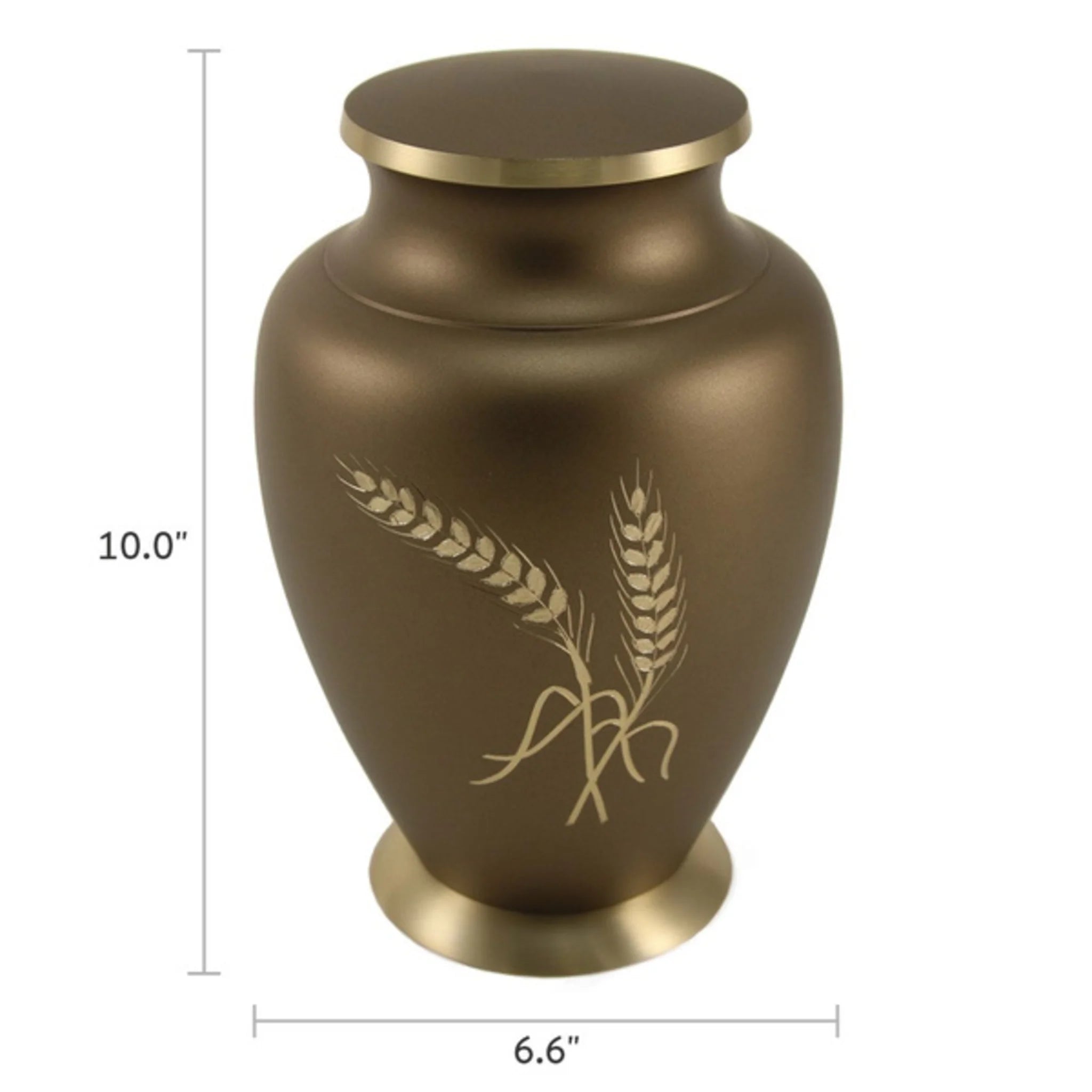 Aria® Collection Matte Bronze Brass Cremation Urn with Wheat Design