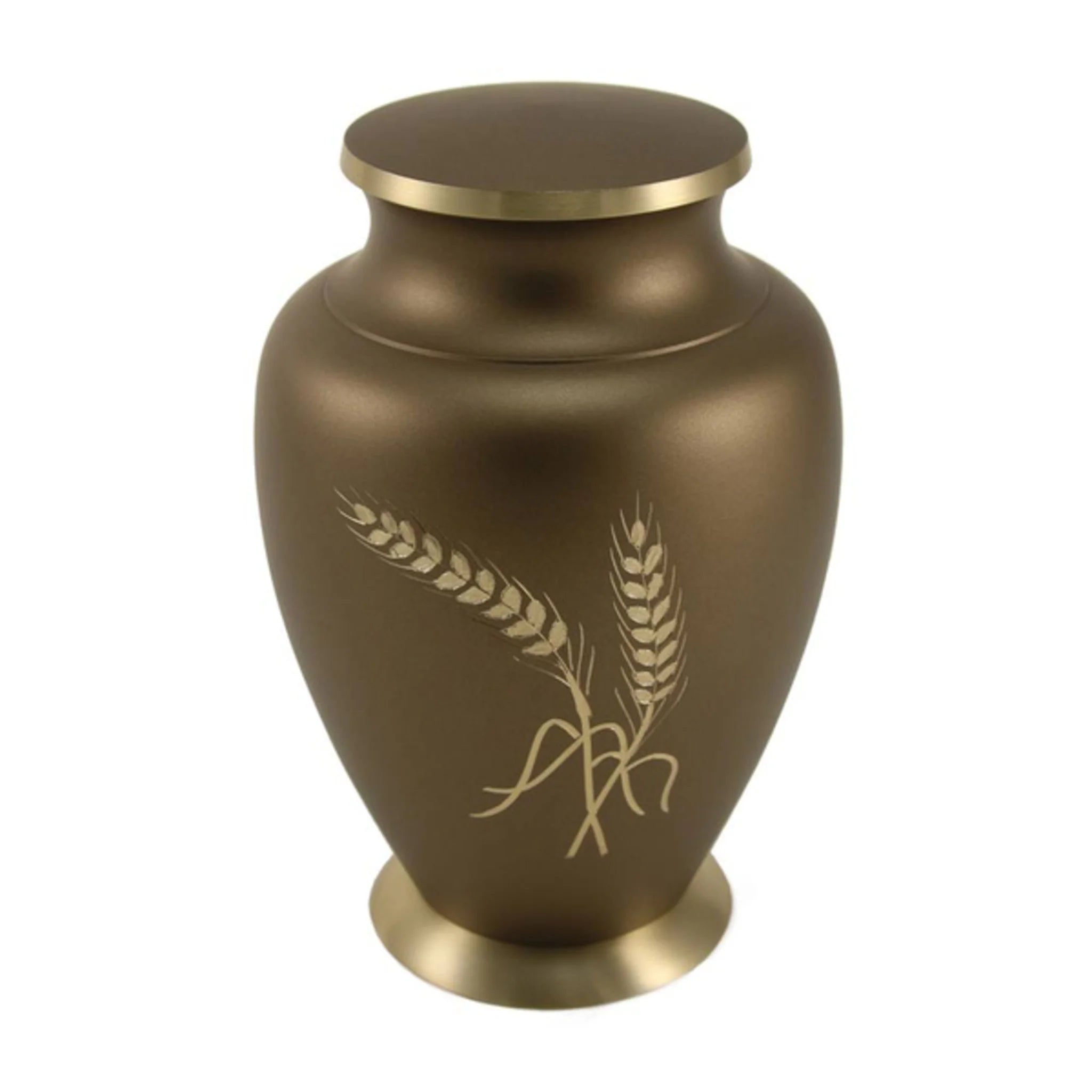 Aria® Collection Matte Bronze Brass Cremation Urn with Wheat Design