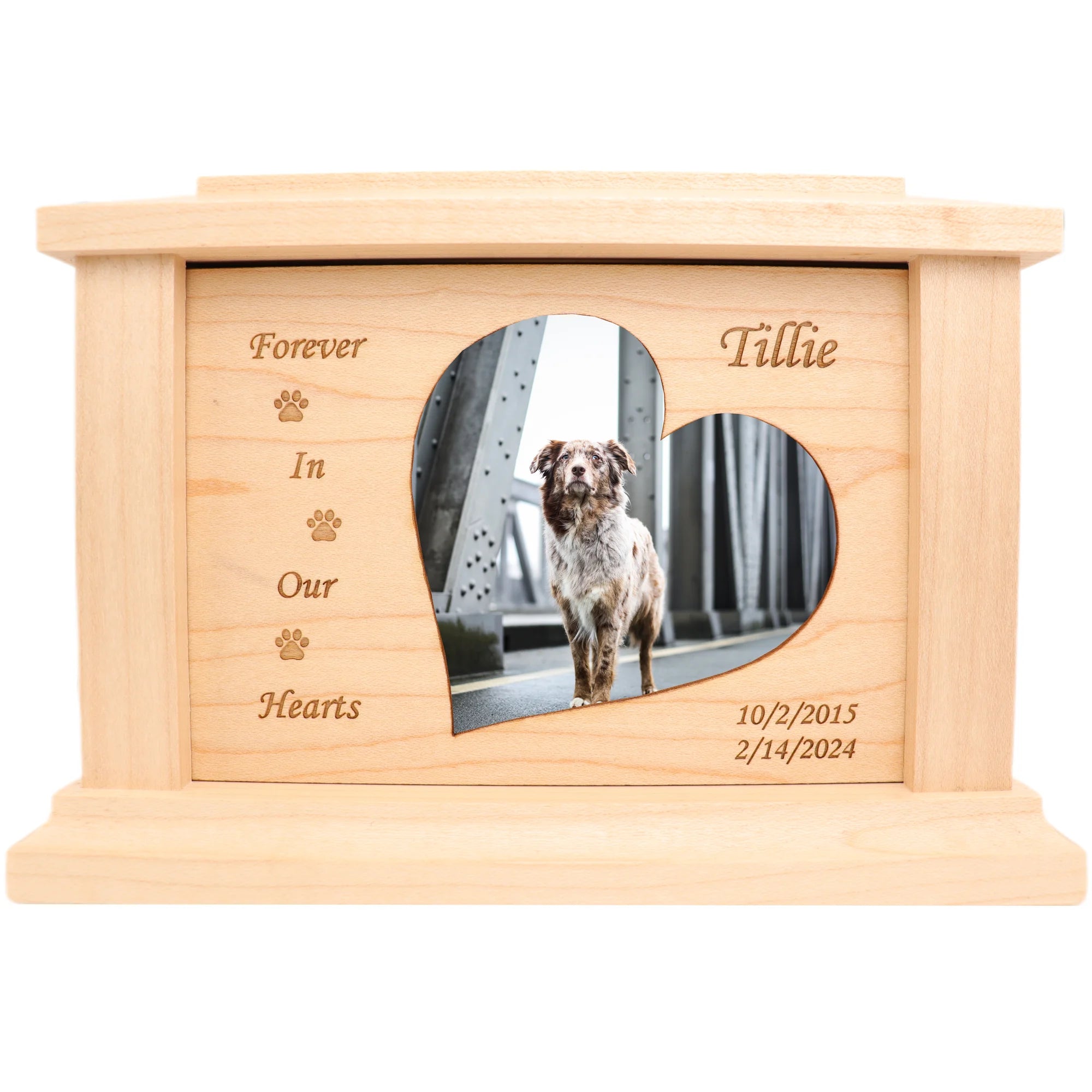 Forever In Our Hearts Maple Pet Urn