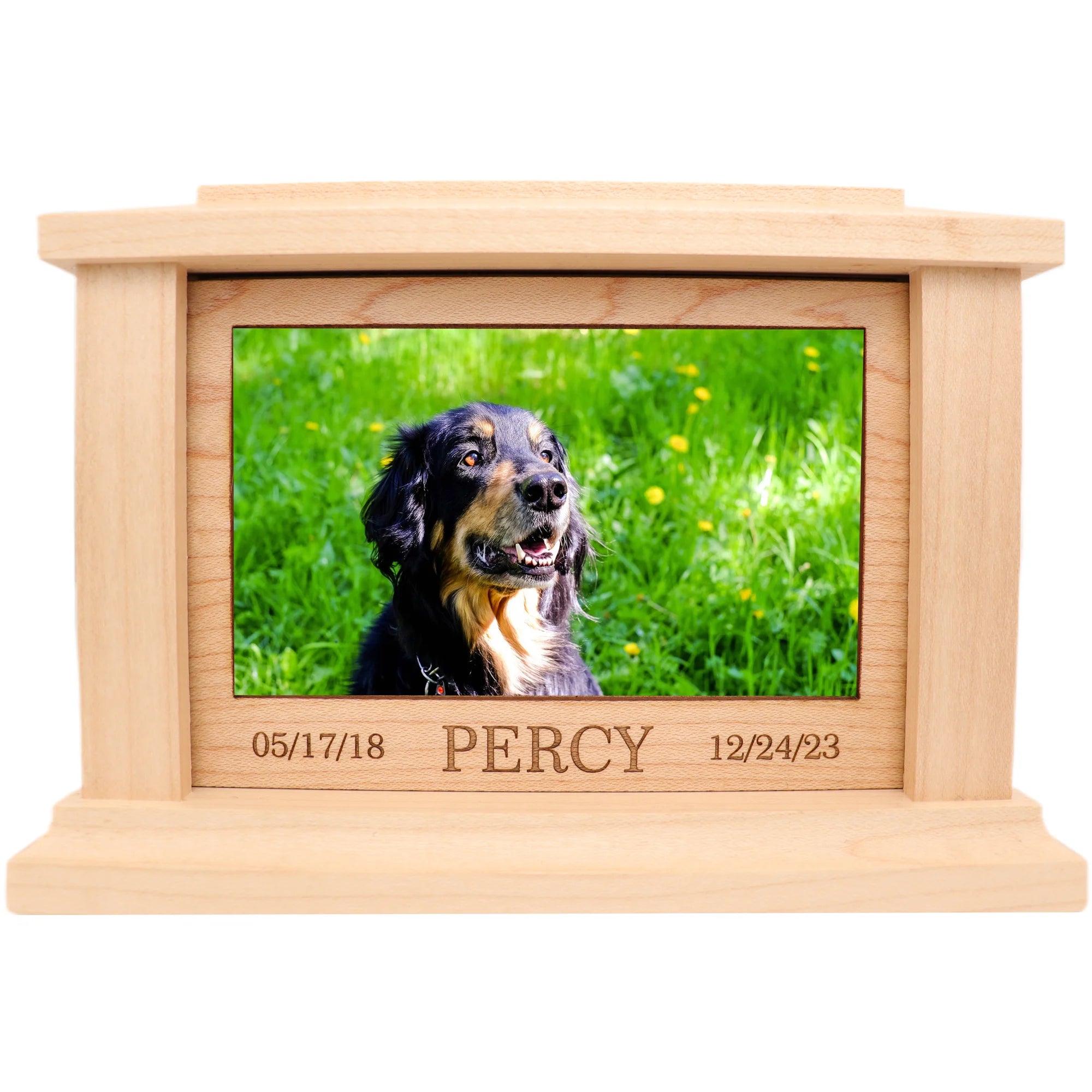 Rectangle Name Plate Maple Pet Urn