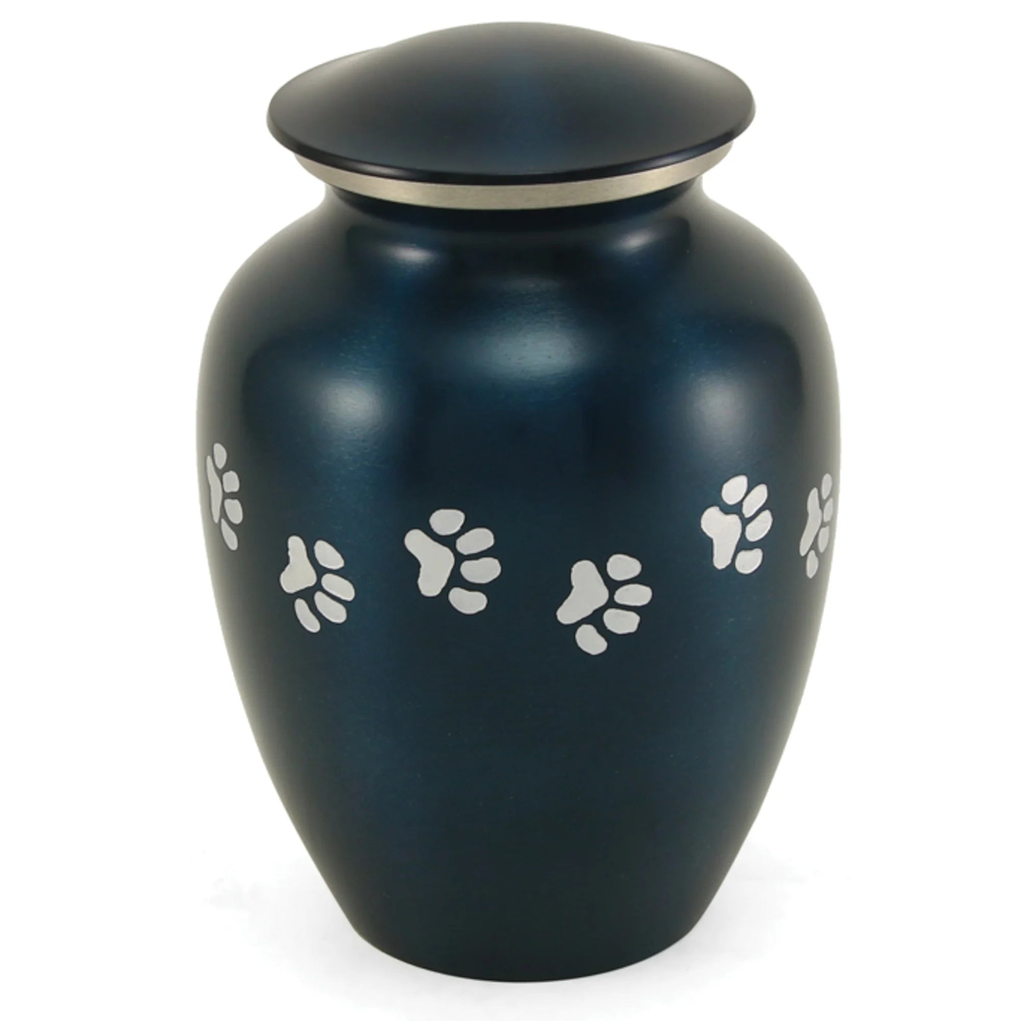Classic Metal Pet Urn with Paws | Blue